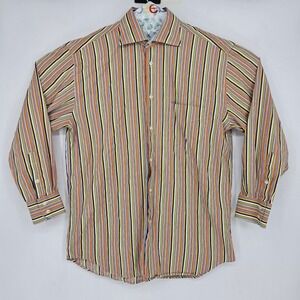 Bullock & Jones Shirt Mens Large Colorful‎ Striped Button Up Long Sleeve